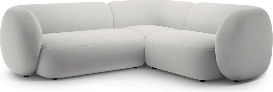 Светлосив кадифен ъглов диван (десен ъгъл/L форма) Kate – Micadoni