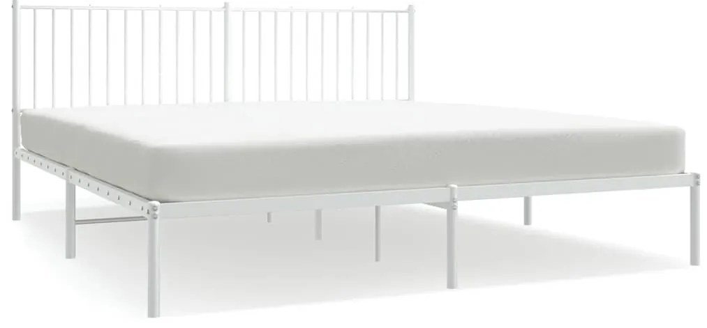350935 vidaXL Метална рамка за легло с горна табла, бяла, 180x200 см