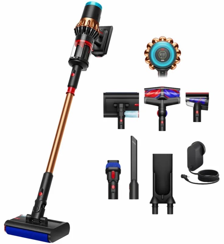 Вертикална прахосмукачка Dyson V16 Piston Animal Submarine 492969-01, 315AW, 900W, 1.3 л, 70 мин, CleanCompaktor™, Hyperdymium™, Wet/Dry, HEPA, LCD, Черен/мед