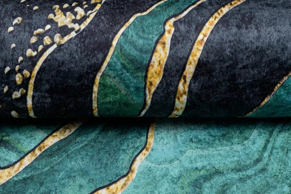 Черен и зелен модерен килим с абстрактен модел Ширина: 80 см | Дължина: 150 см