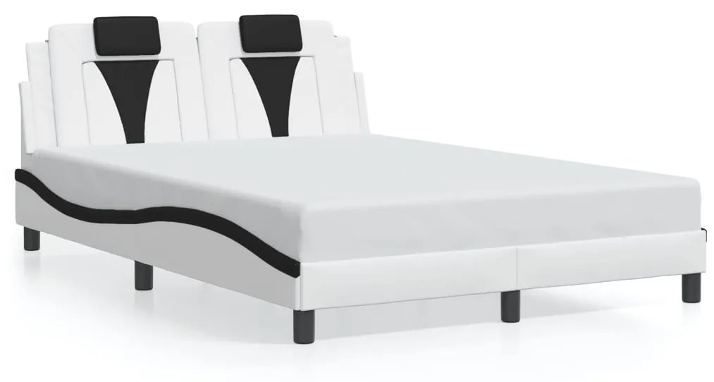 3208102 vidaXL Рамка за легло Viana без матрак, бяло-черна, 140x200 см, изкуствена кожа