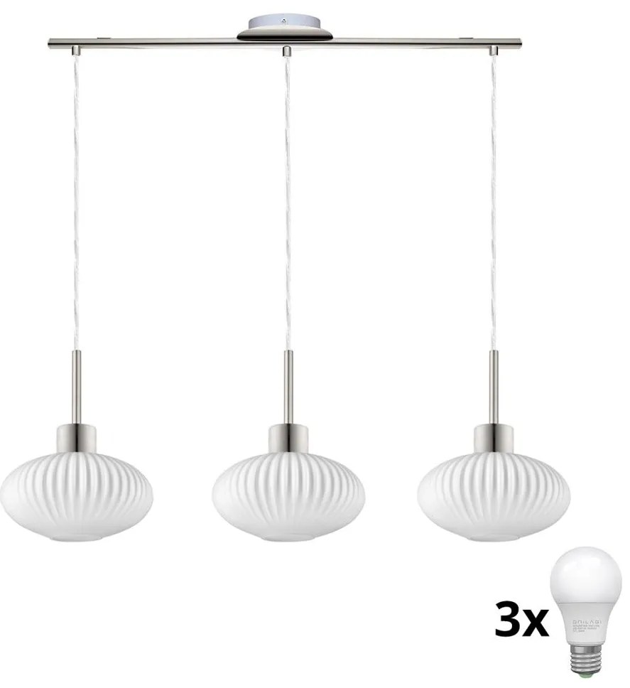 LED полилей на кабел HARMA 3xE27/60W/230V матов хром/бял