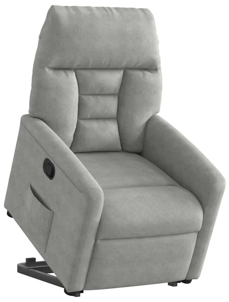3303088 vidaXL Изправящ реклайнер стол, светлосив, микрофибърен текстил