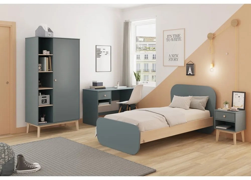 Детско нощно шкафче сиво-зелено Esteban – Marckeric