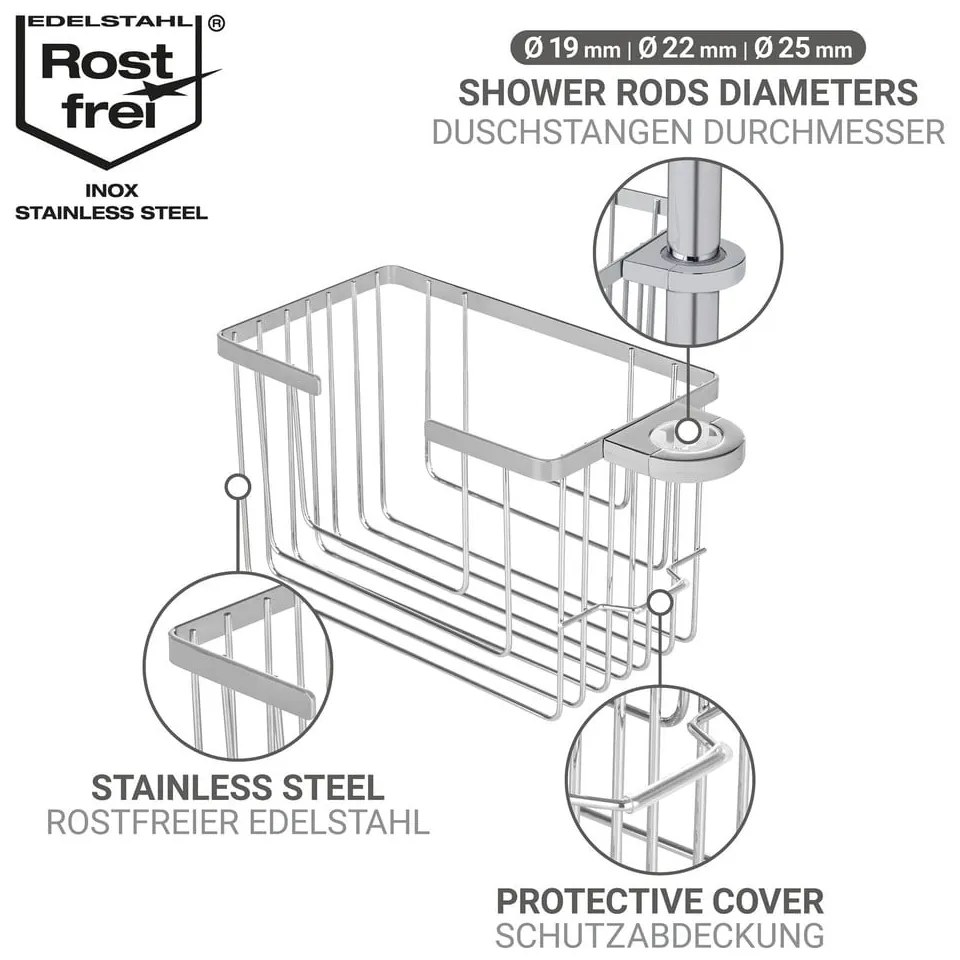 Рафт за баня без пробиване от неръждаема стомана в блестящо сребрист цвят Valognes – Wenko