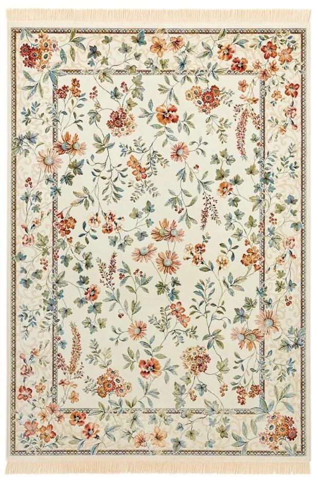 Кремав килим от вискоза 135x195 cm Oriental Flowers – Nouristan
