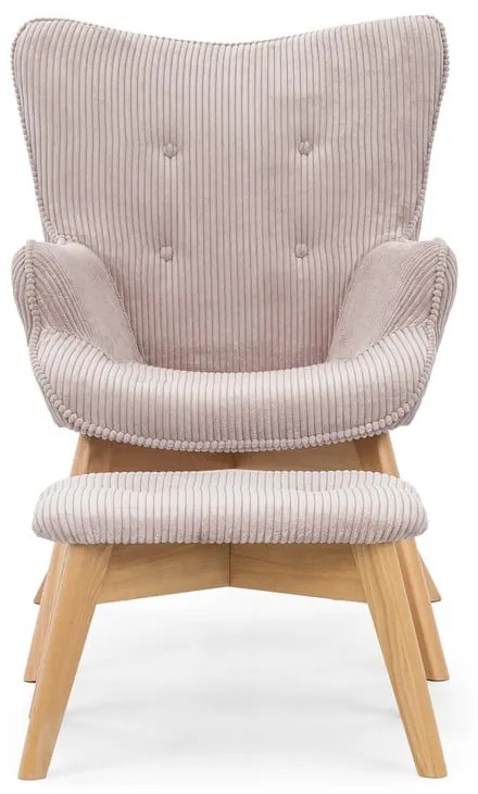 Светлорозов фотьойл с табуретка от рипсено кадифе Niko – Ropez