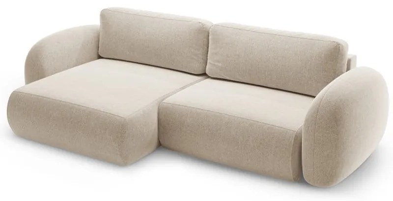 Бежов шенилов сгъваем/с място за съхранение ъглов диван Tonale – Cosmopolitan Design