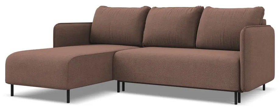 Розов разтегателен ъглов диван с място за съхранение (ляв ъгъл) Luana – Makamii