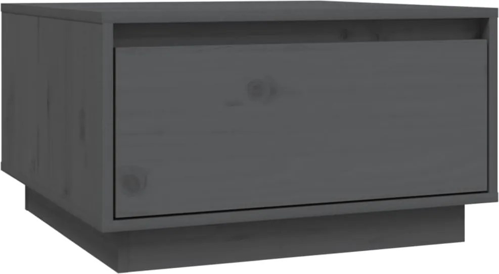 813407 vidaXL Кафе маса, сива, 55x56x32 см, борово дърво масив