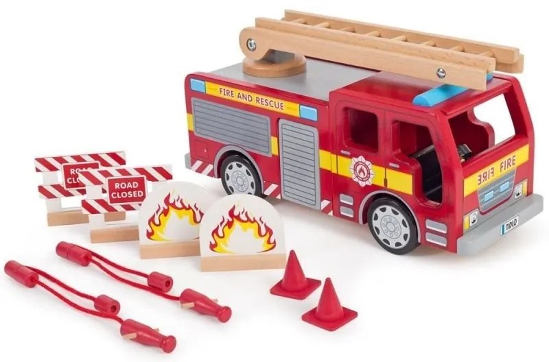Bigjigs - Дървен пожарникарски камион