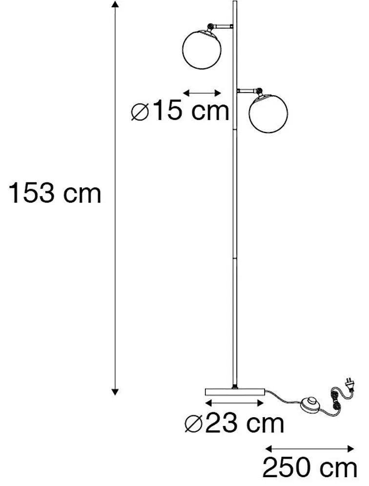 Интелигентна подова лампа злато с матирано стъкло с 2 WiFi P45 - Pallon