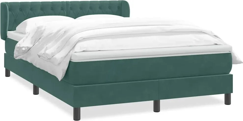 3317784 vidaXL Боксспринг легло с матрак, тъмнозелено, 160x210 см, кадифе