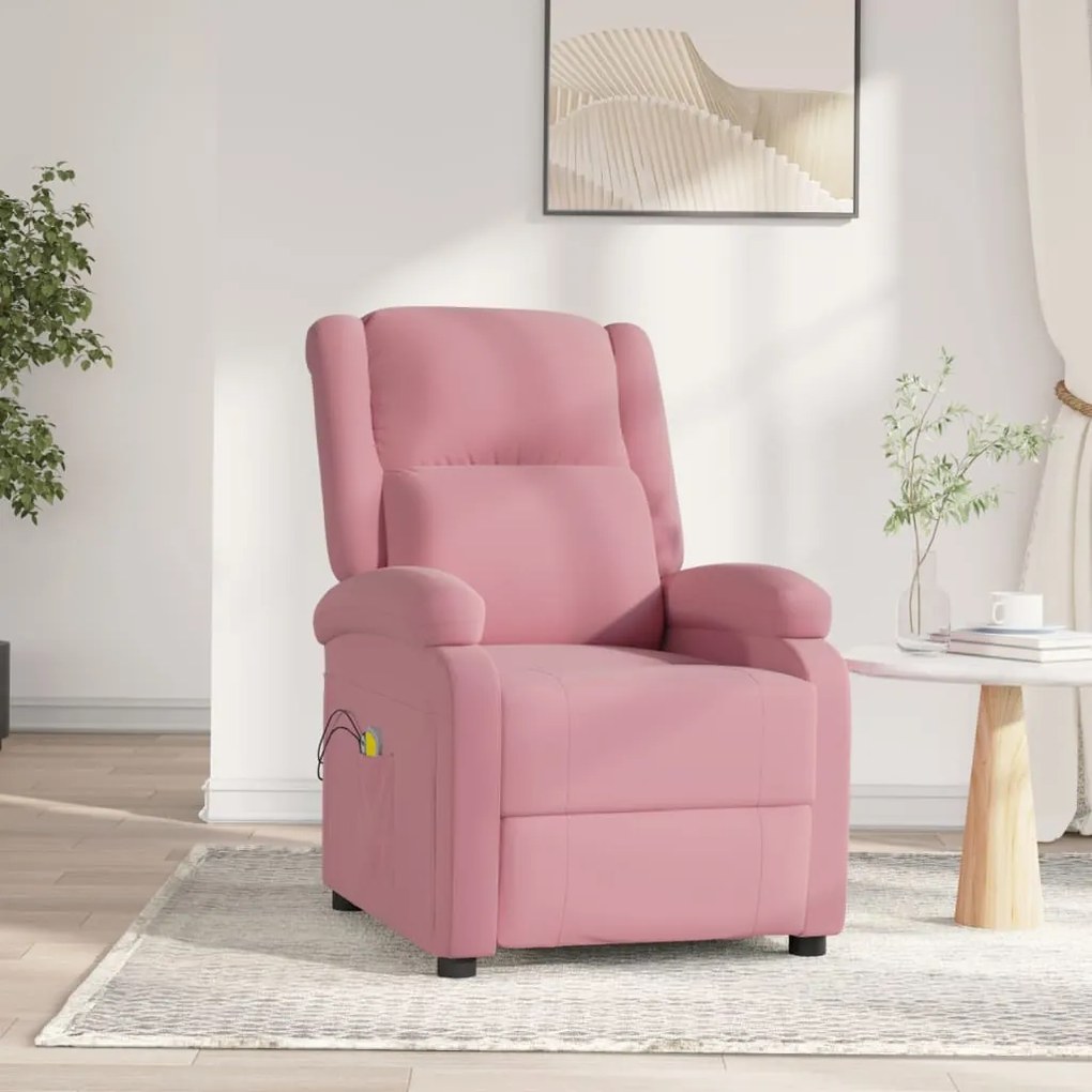 3098408 vidaXL Електрически масажен стол, розова, кадифе