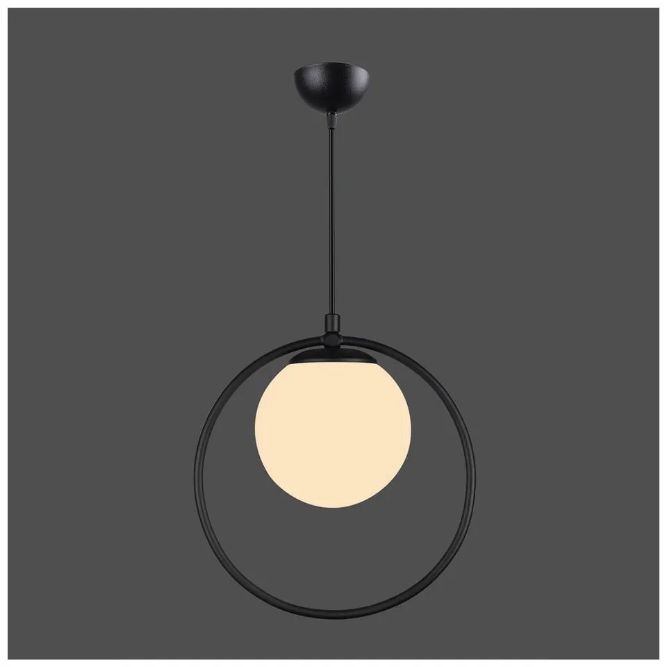 Черна метална висяща лампа със стъклен абажур ø 15 cm Ates - Squid Lighting