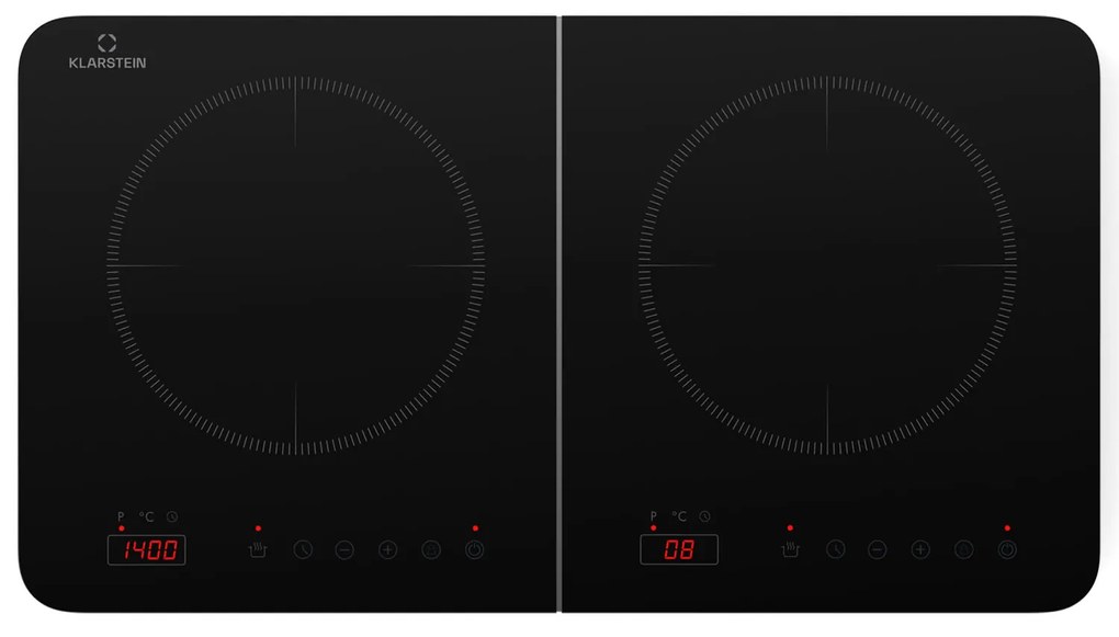Klarstein Двоен индукционен плот Cookio 3500W с таймер от стъклокерамика
