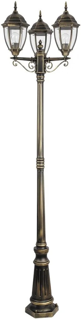 RABALUX Торонто 8460, градинско влагозащитено тяло, Н 225см, E27/3x60W, антично злато - 8460