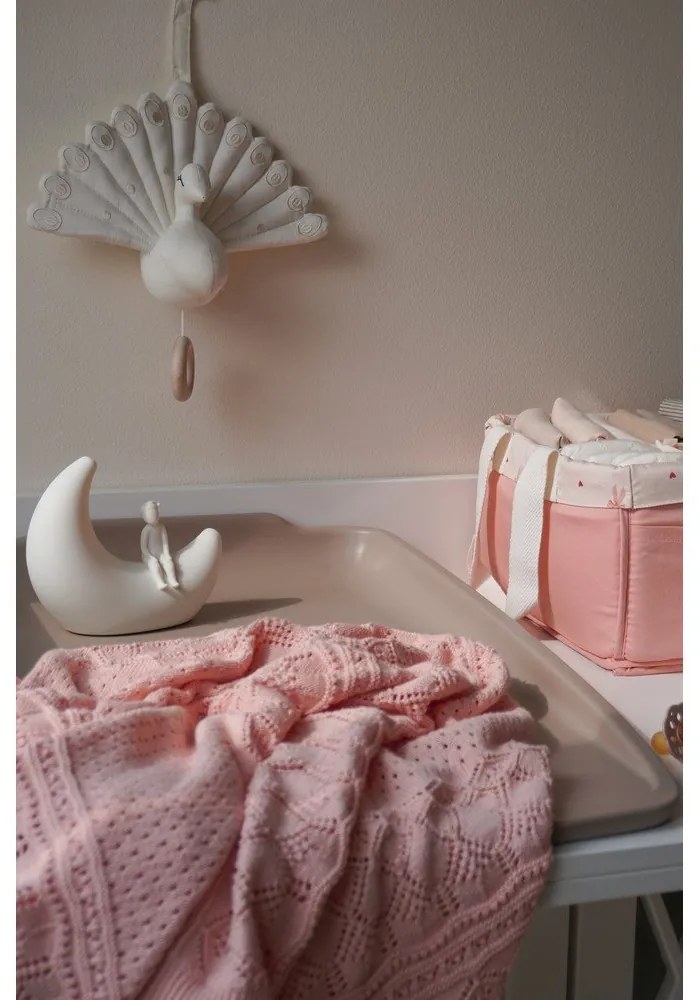 Сиво-розово плетено бебешко одеяло от органичен памук 80x100 cm Sorbet – Cam Cam Copenhagen