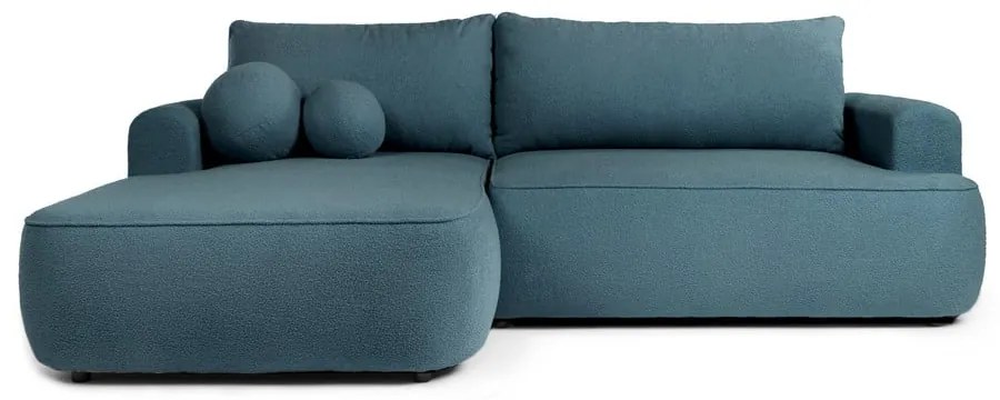 Син разтегателен ъглов диван от букле (ляв ъгъл) Quinoa – Bonami Selection