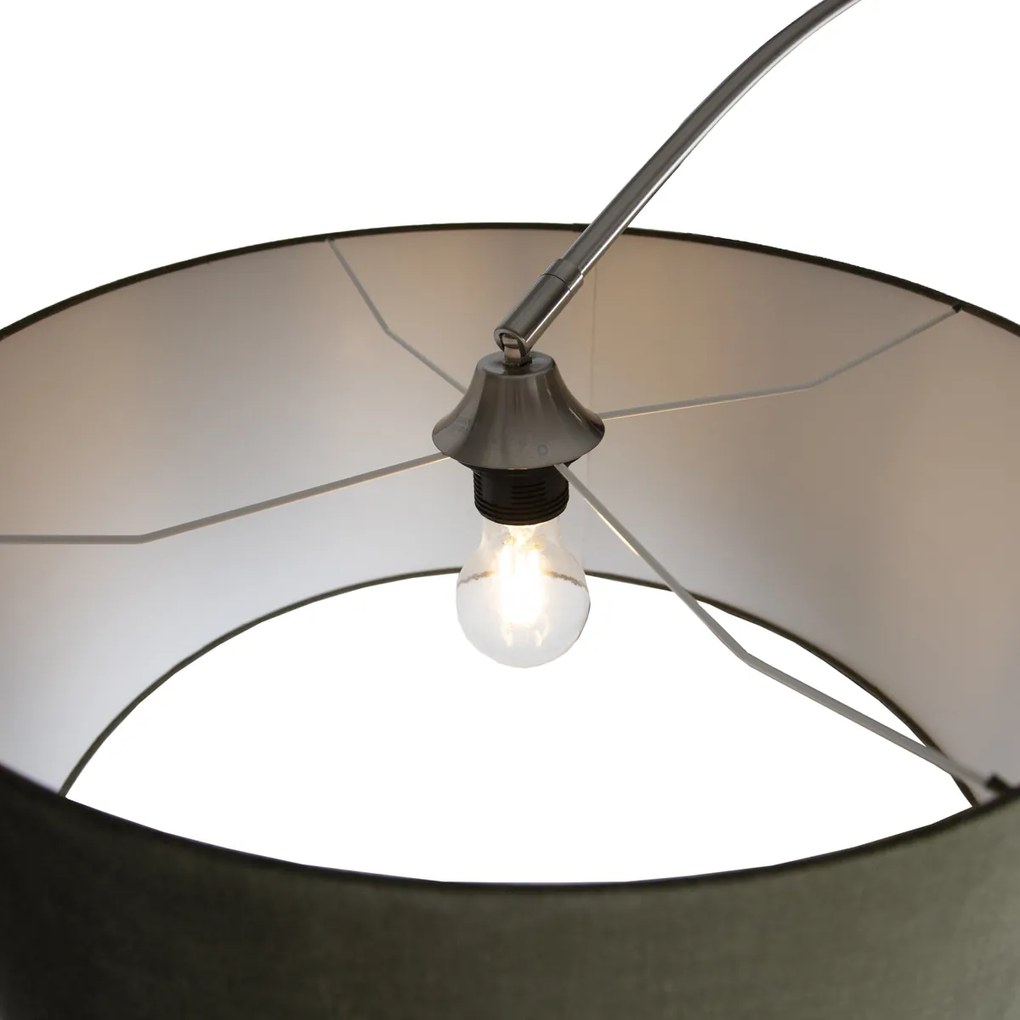 Стоманена подова лампа с тъмнозелен абажур 50 см - XXL