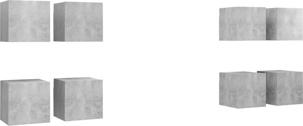 3079159 vidaXL ТВ шкафове за стенен монтаж, 8 бр, бетонно сиви, 30,5x30x30 см