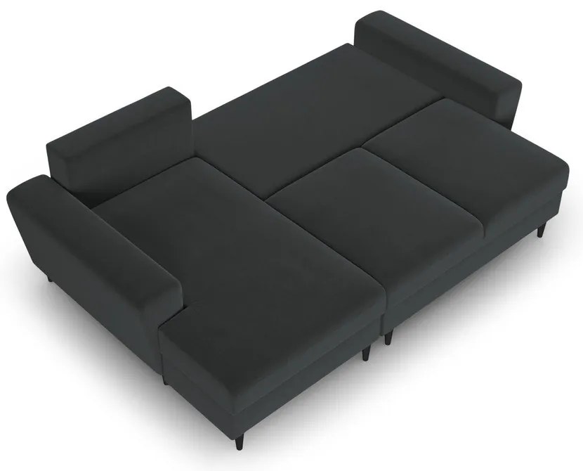 Тъмносив кадифен разтегателен ъглов диван с място за съхранение (ляв ъгъл) Kyoto – Cosmopolitan Design