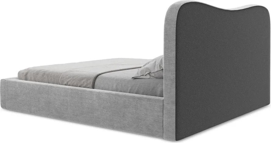 Светлосиво двойно легло 180x200 cm тапицирано с място за съхранение с включена подматрачна рамка Kahai – Makamii