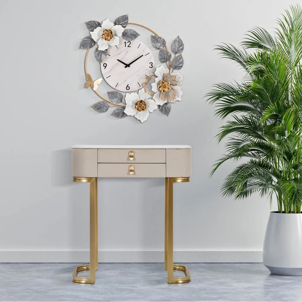 Бежова/ в златист цвят конзолна маса с плот от имитация на мрамор 40x70 cm Beauty – Mauro Ferretti