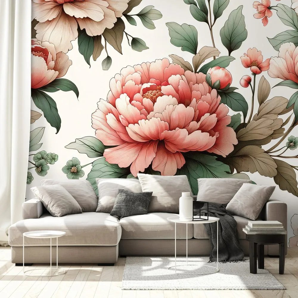 Самозалепващ тапет – Романтични розови божури