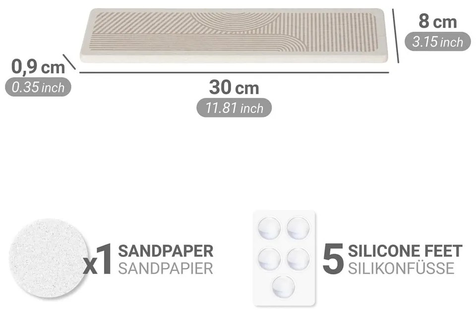 Бежова тавичка за оттичане за съдовете от диатомична глина 30x8 cm Damon – Wenko