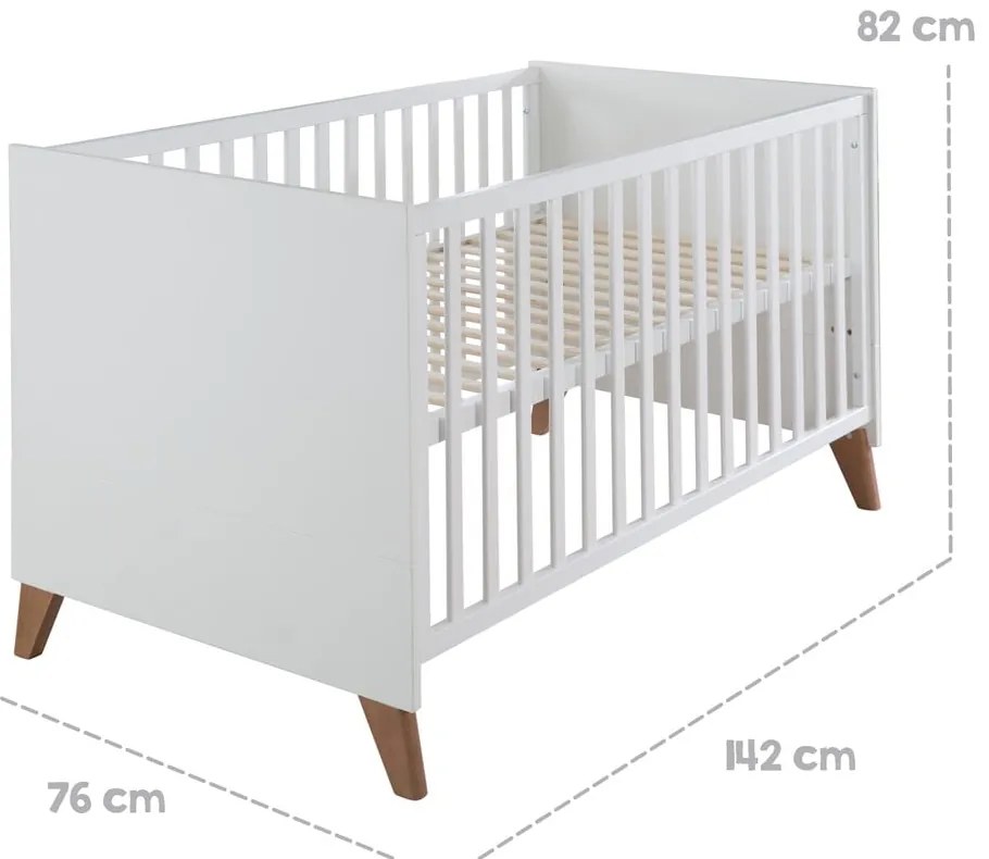 Детско креватче в бял и естествен цвят 70x140 cm Ole – Roba
