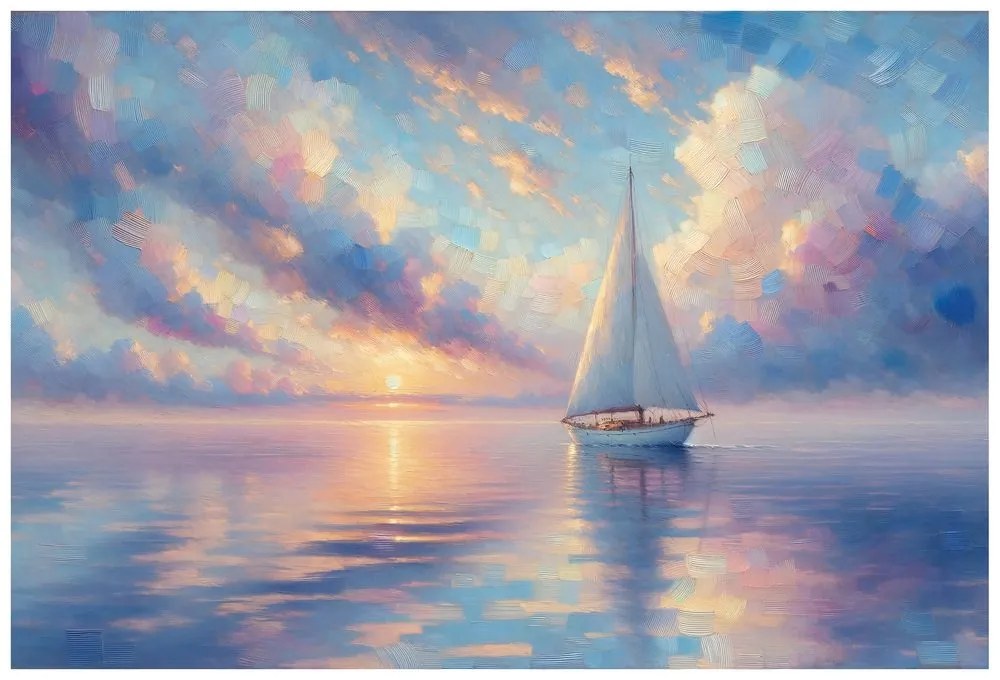 Тапет – Платноходка в спокойно море при залез