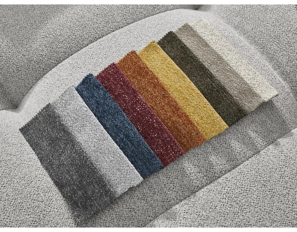 Светлосив шенилов разтегателен ъглов диван с място за съхранение (ляв ъгъл) Roxelane – Bobochic Paris