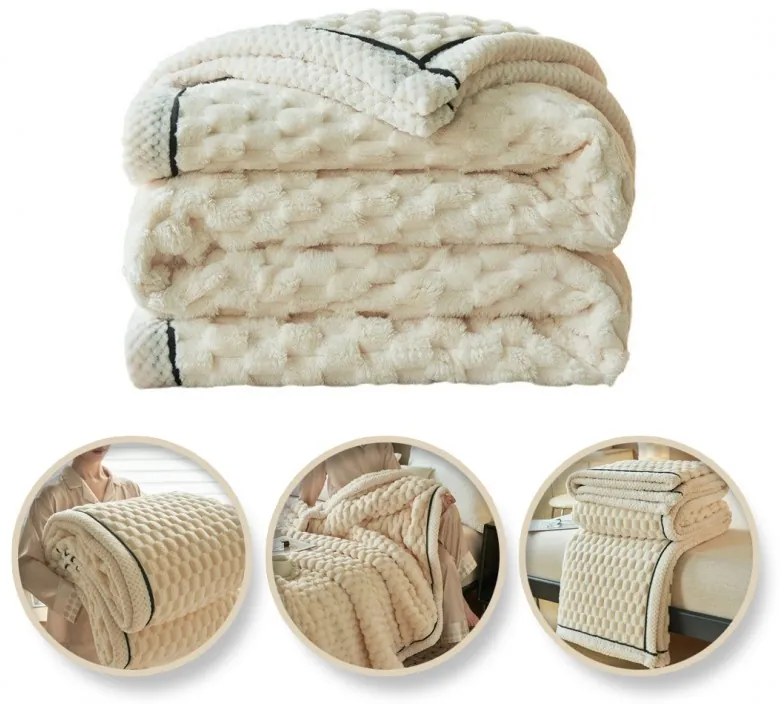 Изключително меко плюшено одеяло - крем 180 x 200 cm