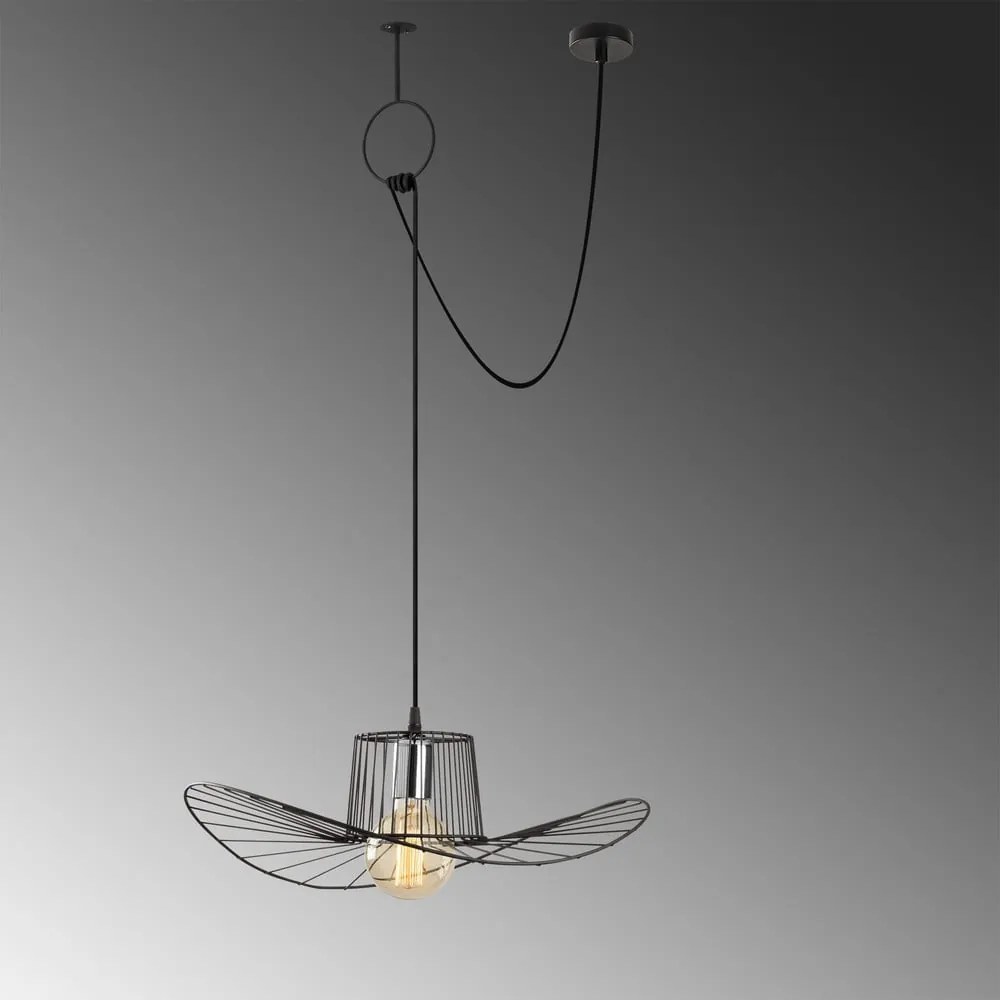 Черно висящо осветително тяло с метален абажур ø 50 cm Tel – Opviq lights