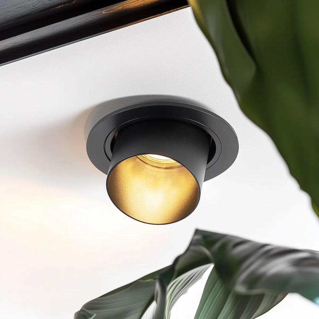 Модерен вграден прожектор черен кръгъл наклоняем - Installa