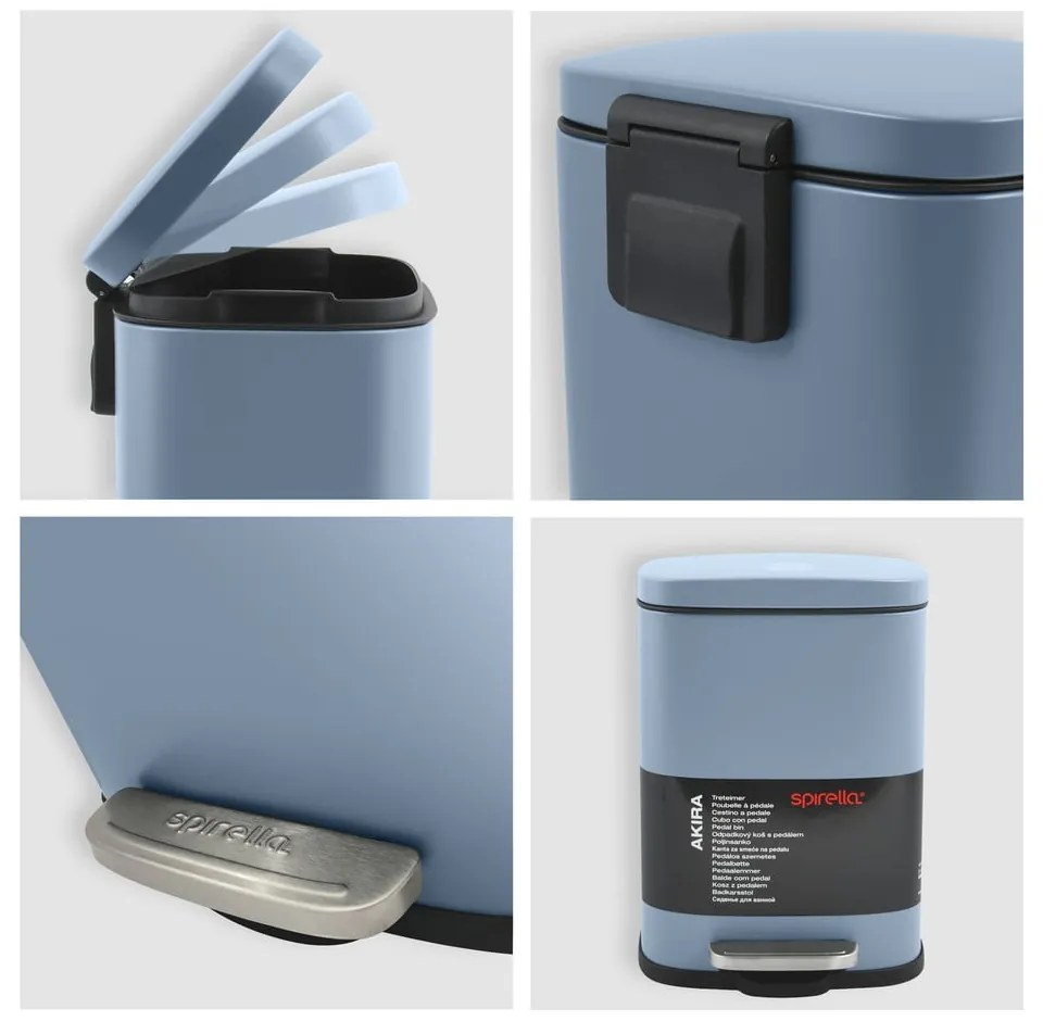Светлосиньо стоманено кошче за боклук с педал 5 l Akira – Spirella
