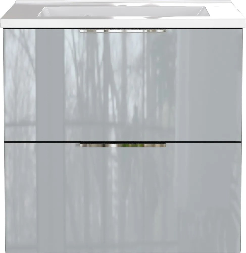 Сив гланцов стенен шкаф за мивка 61x61 cm Celano – Germania