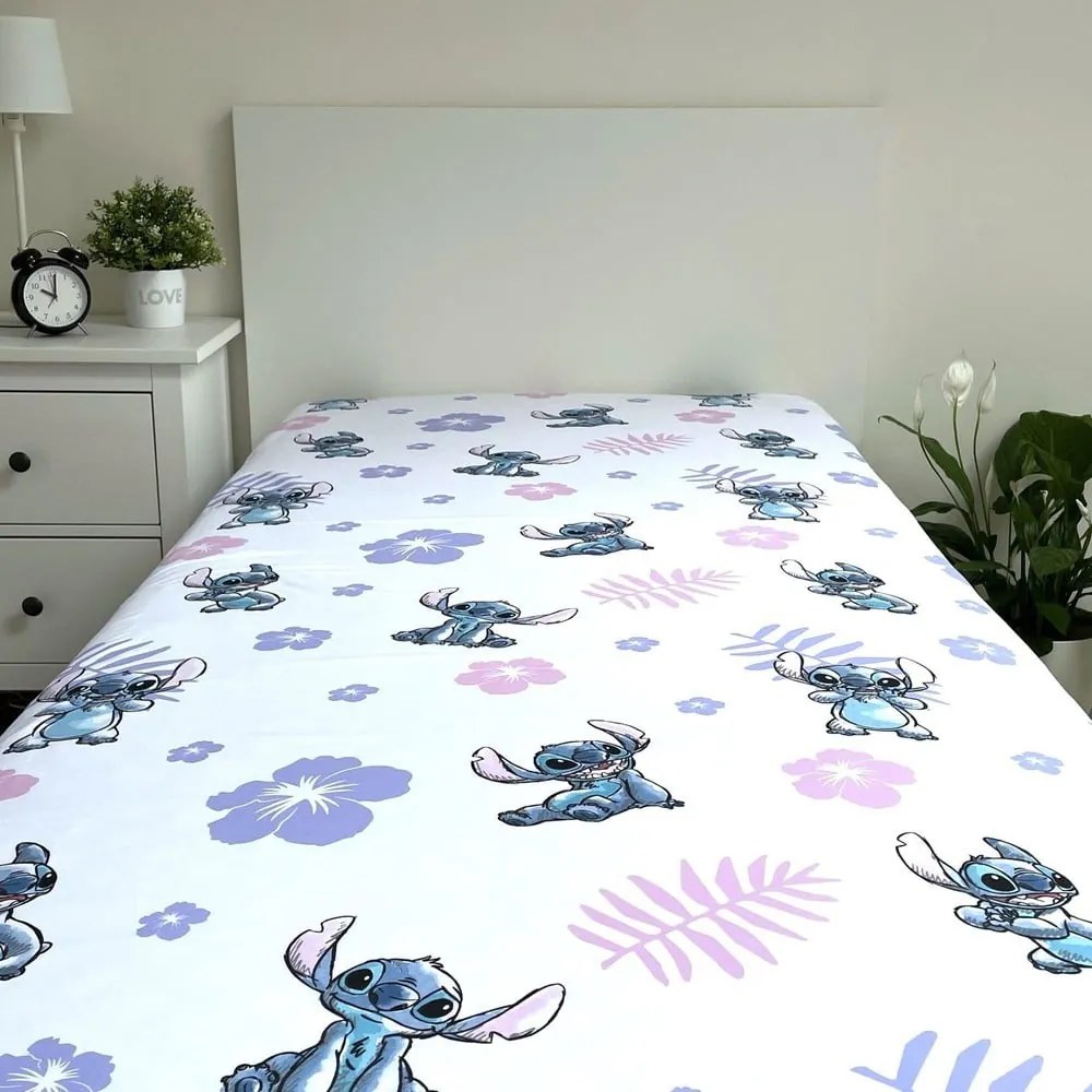 Еластичен единичен памучен детски чаршаф 90x200 cm Lilo and Stitch – Jerry Fabrics