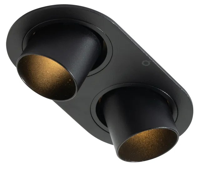 Комплект от 6 вградени спота черни GU10 35mm с накланяне 2-Light - Installa