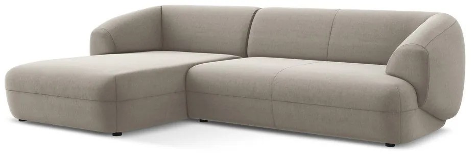 Бежов кадифен ъглов диван (ляв ъгъл) Moana – Makamii
