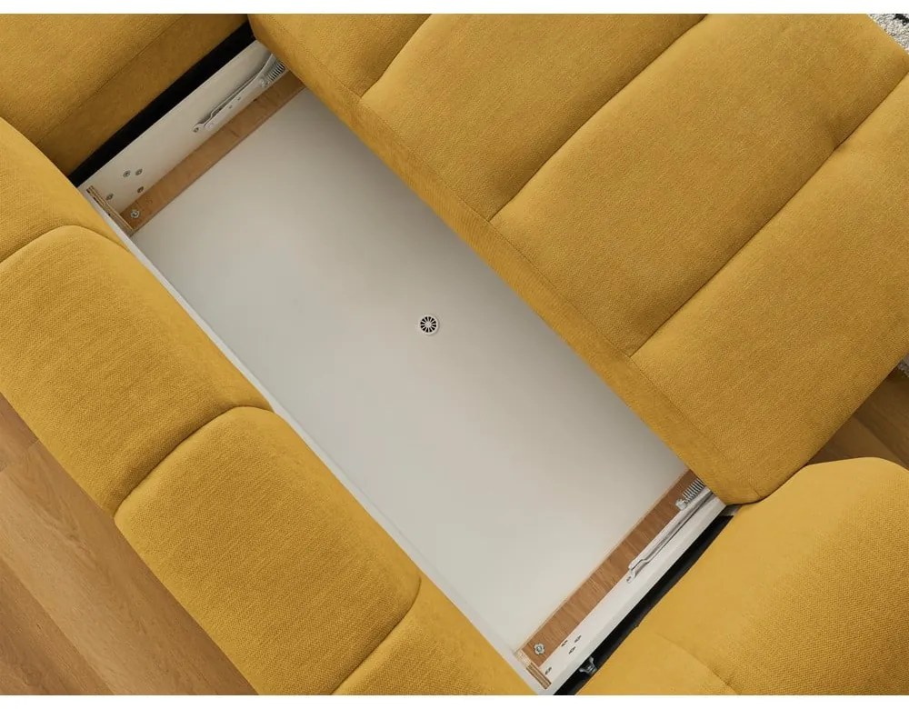 Сгъваем/с място за съхранение ъглов диван в цвят горчица (десен ъгъл) Fuji – Bobochic Paris