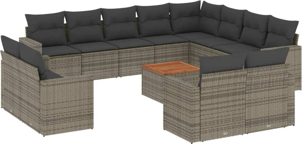 3224394 vidaXL Градински комплект диван с възглавници 13 части сив полиратан