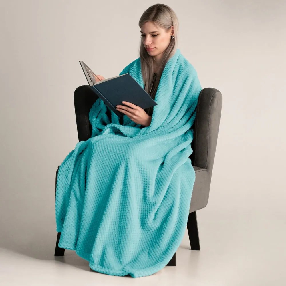 Тюркоазена покривка за легло от микрофибър Henry, 150 x 70 cm - DecoKing