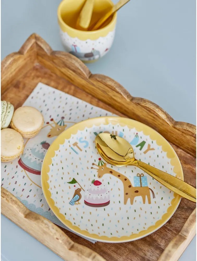 Жълта/кремава глинена детска чиния ø 16 cm Celebrate – Bloomingville Mini