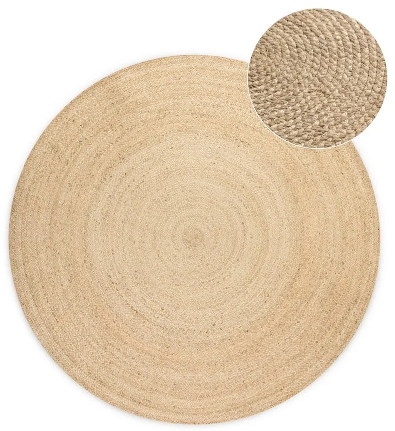 Двустранен ютен кръгъл килим в цвят слонова кост ø 200 cm Braided – Hanse Home