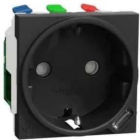 SE Контакт шуко с детска защита авт. и USB тип C 2 мод. цвят Антрацит Unica  - NU301754