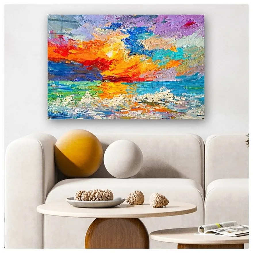 Картина върху стъкло 100x70 cm Abstract Sunset - Wallity