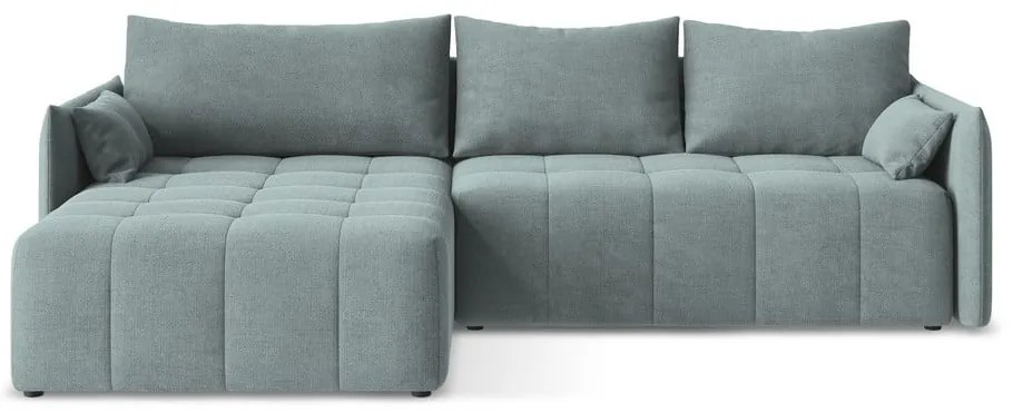 Син разтегателен ъглов диван с място за съхранение (ляв ъгъл) Moku – Makamii