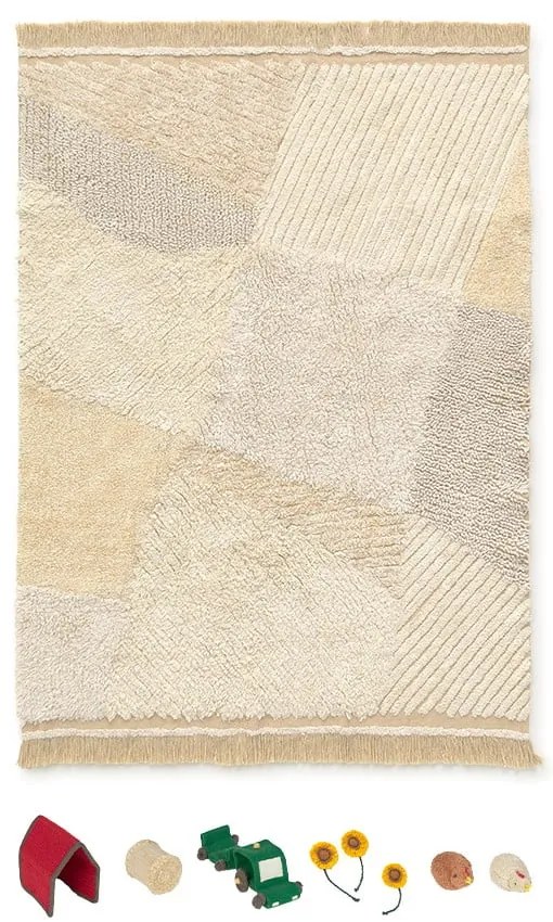 Бежово памучно детско килимче за игра 120x170 cm Farm Fields – Lorena Canals